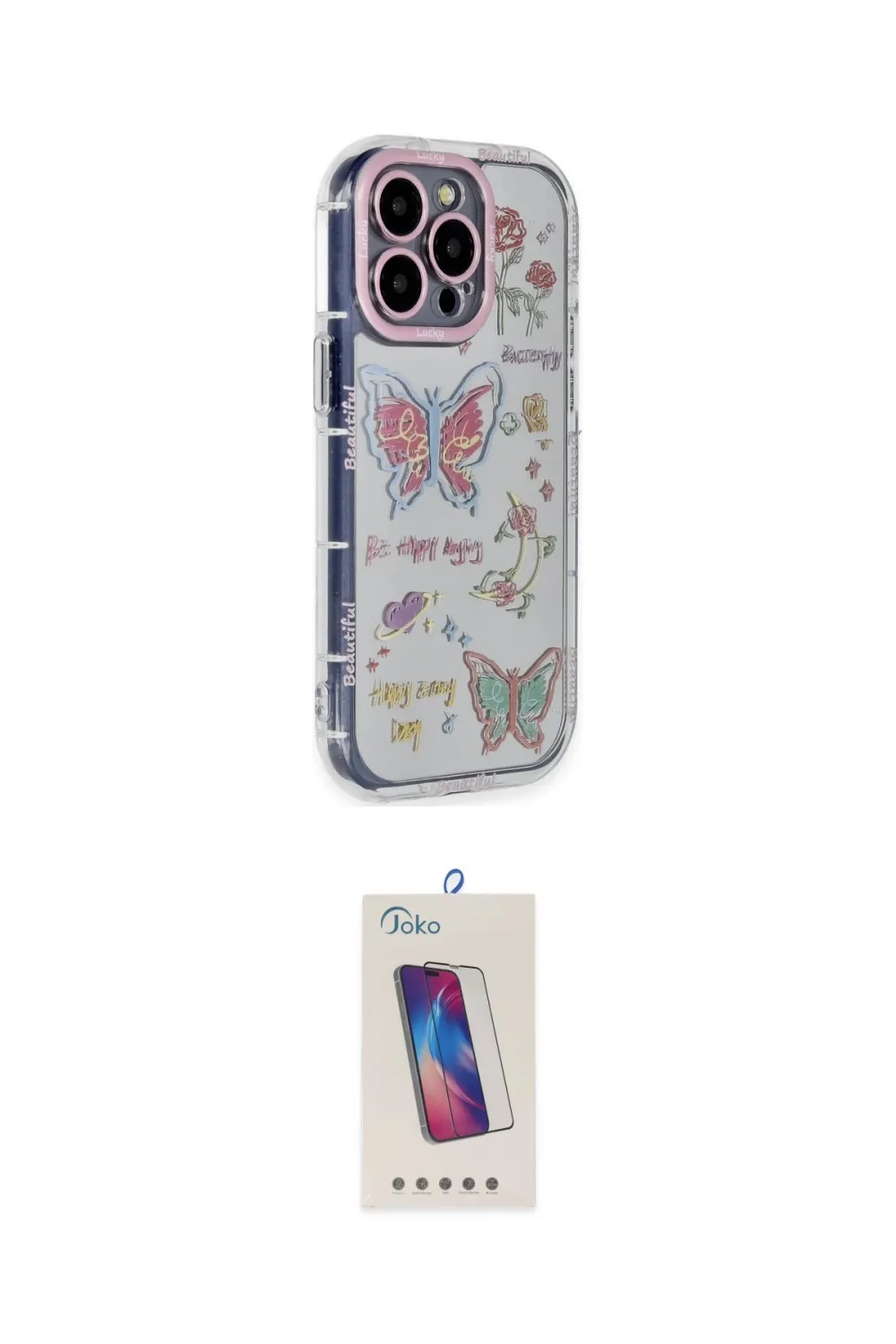 ieg™ iPhone 14 Pro Max Kılıf Ahenk Modern Serisi - Siyah Joko 5D Cam