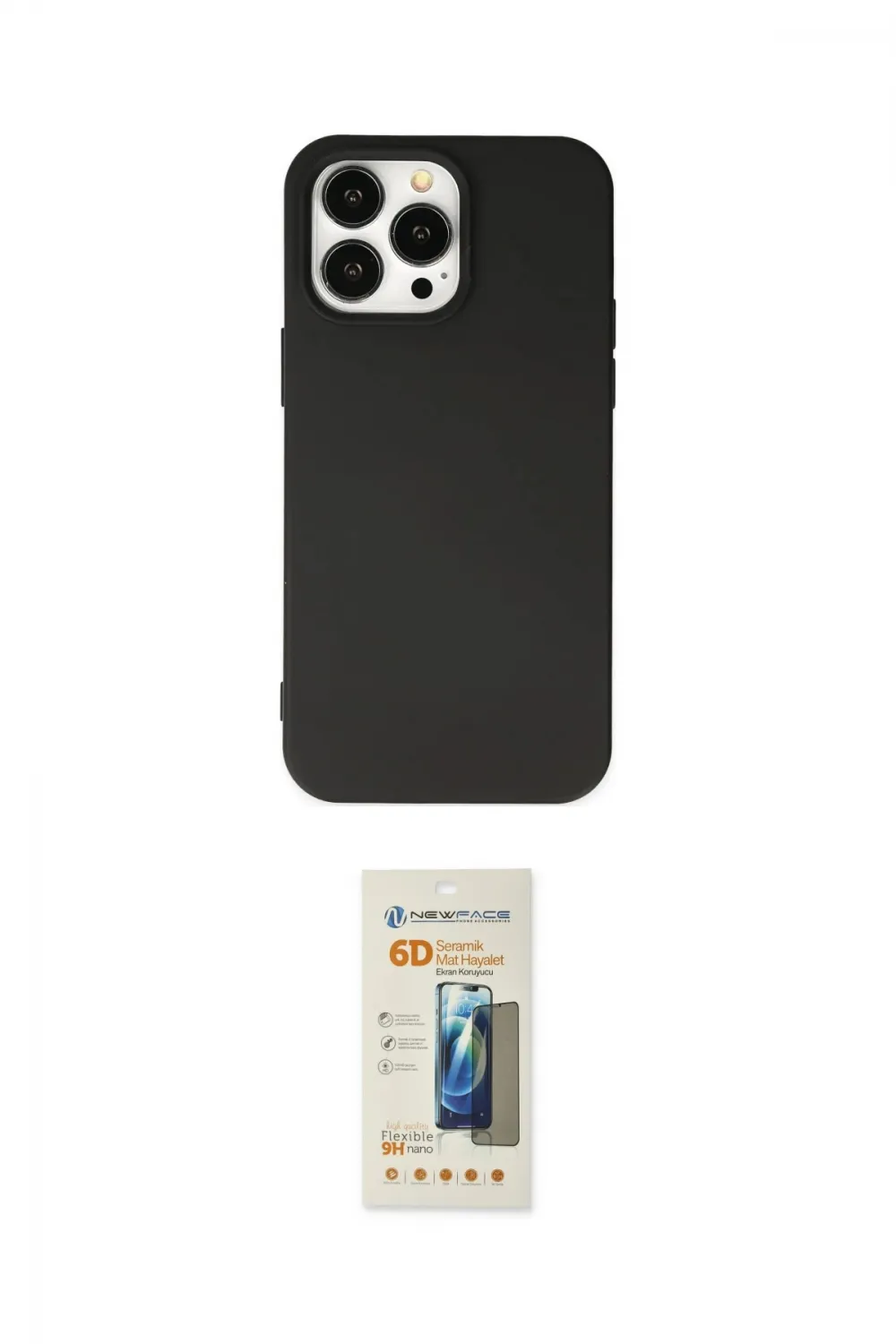 ieg™ iPhone 14 Pro Max Kılıf Ahenk Serisi - Siyah 6D Mat Seramik Hayalet Nano Ekran Koruyucu