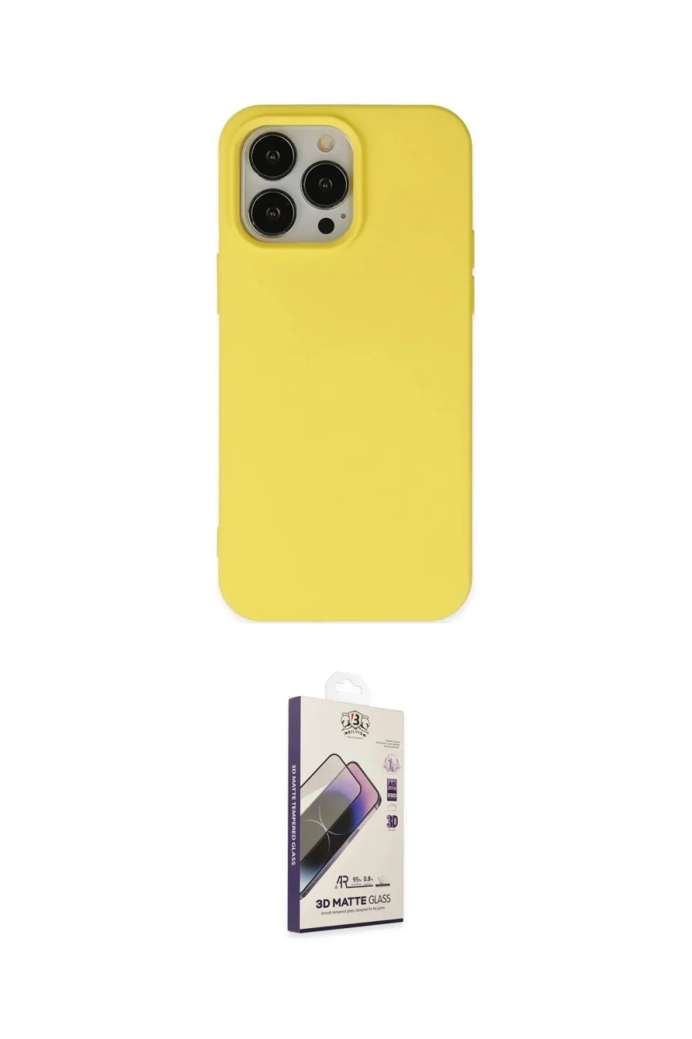 ieg™ iPhone 14 Pro Max Kılıf Ahenk Serisi - Siyah Bilvis 3D Mat Cam Ekran Koruyucu