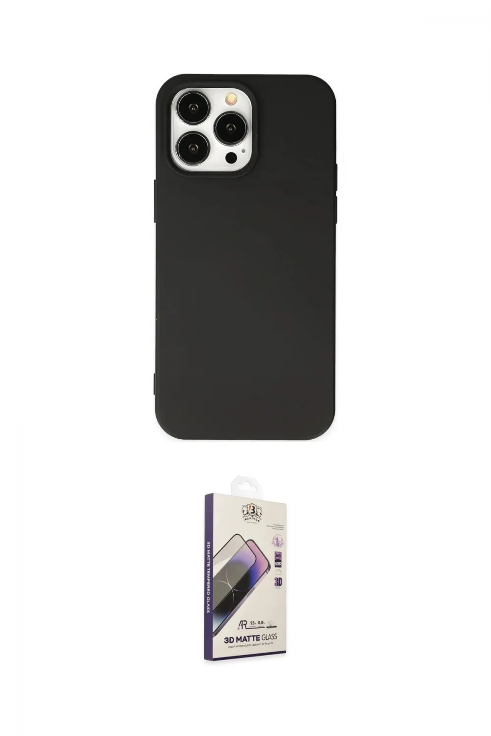 ieg™ iPhone 14 Pro Max Kılıf Ahenk Serisi - Siyah Bilvis 3D Mat Cam Ekran Koruyucu