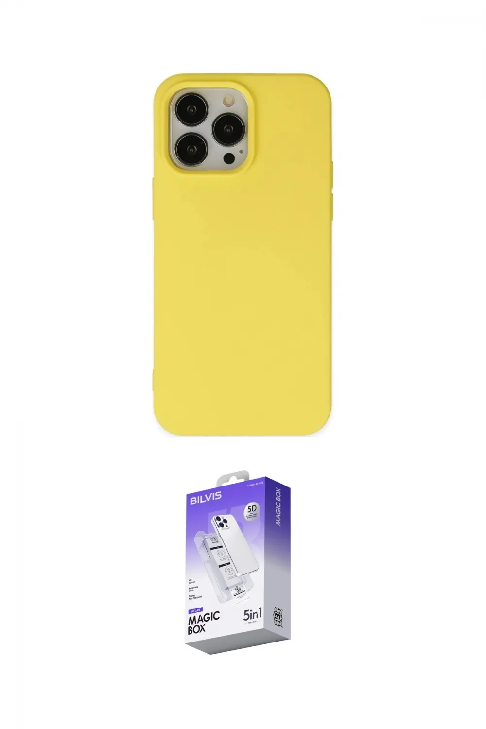 ieg™ iPhone 14 Pro Max Kılıf Ahenk Serisi - Siyah Bilvis 5in1 3D Magic Cam Ekran Koruyucu