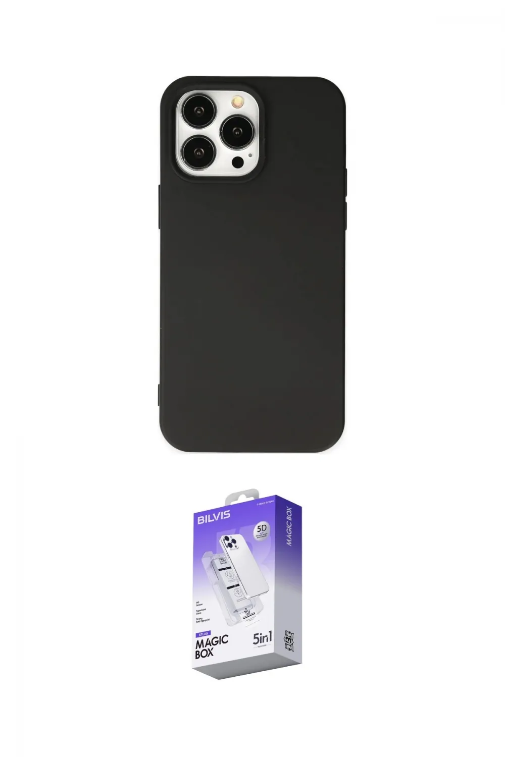 ieg™ iPhone 14 Pro Max Kılıf Ahenk Serisi - Siyah Bilvis 5in1 3D Magic Cam Ekran Koruyucu