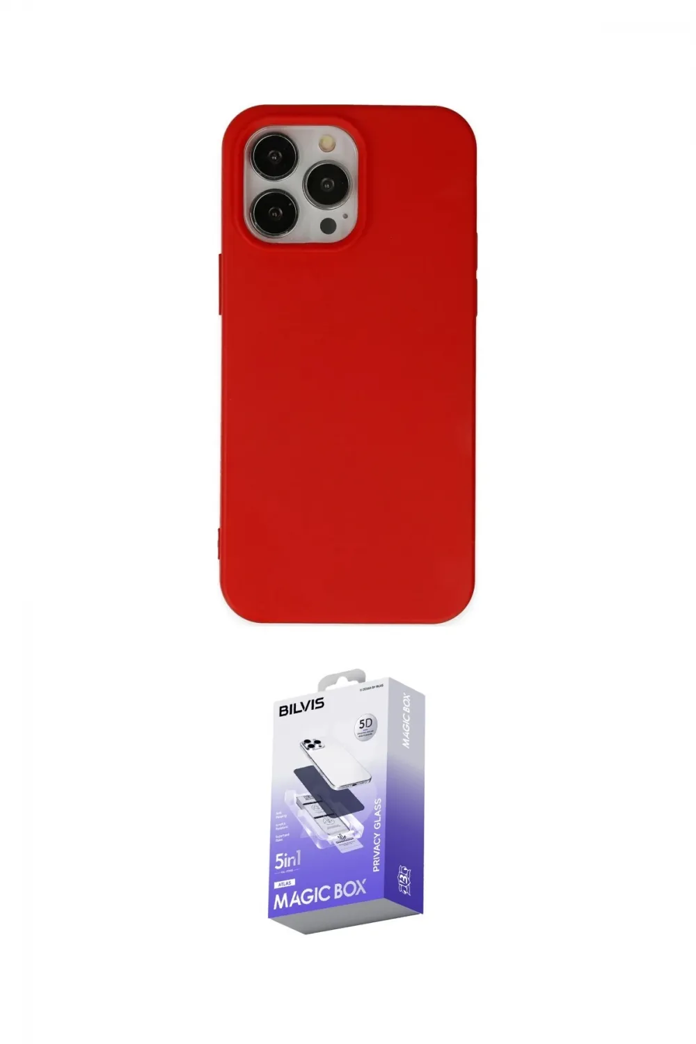 ieg™ iPhone 14 Pro Max Kılıf Ahenk Serisi - Siyah Bilvis 5in1 5D Magic Hayalet Cam Ekran Koruyucu