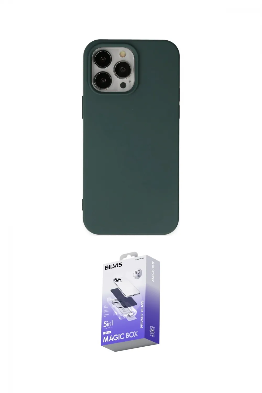ieg™ iPhone 14 Pro Max Kılıf Ahenk Serisi - Siyah Bilvis 5in1 5D Magic Hayalet Cam Ekran Koruyucu
