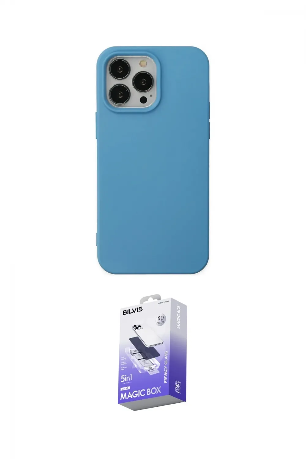 ieg™ iPhone 14 Pro Max Kılıf Ahenk Serisi - Siyah Bilvis 5in1 5D Magic Hayalet Cam Ekran Koruyucu