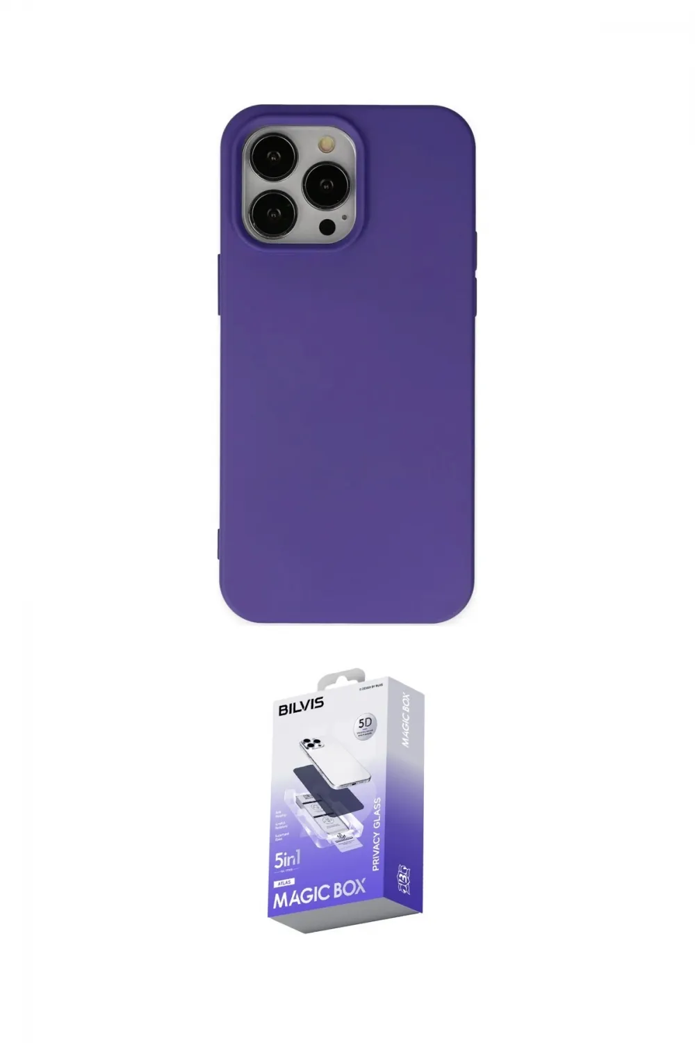 ieg™ iPhone 14 Pro Max Kılıf Ahenk Serisi - Siyah Bilvis 5in1 5D Magic Hayalet Cam Ekran Koruyucu