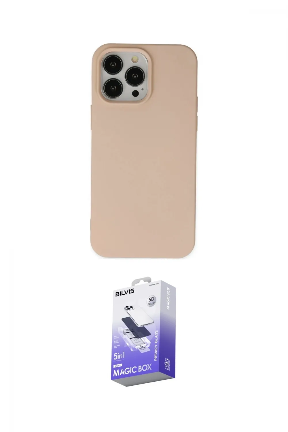 ieg™ iPhone 14 Pro Max Kılıf Ahenk Serisi - Siyah Bilvis 5in1 5D Magic Hayalet Cam Ekran Koruyucu