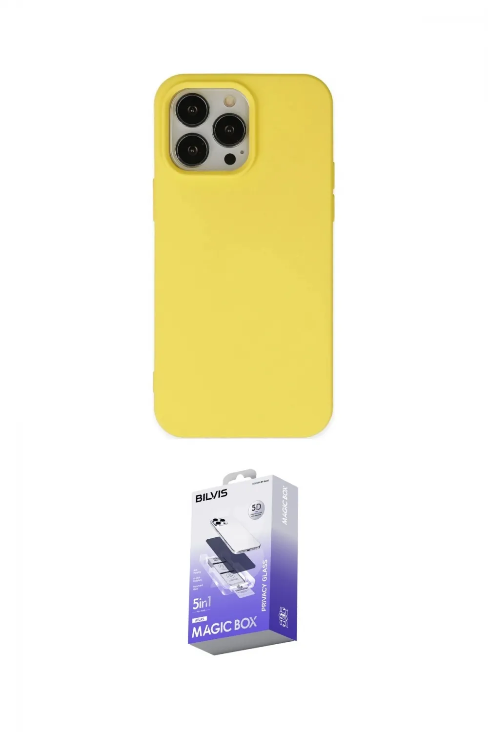 ieg™ iPhone 14 Pro Max Kılıf Ahenk Serisi - Siyah Bilvis 5in1 5D Magic Hayalet Cam Ekran Koruyucu