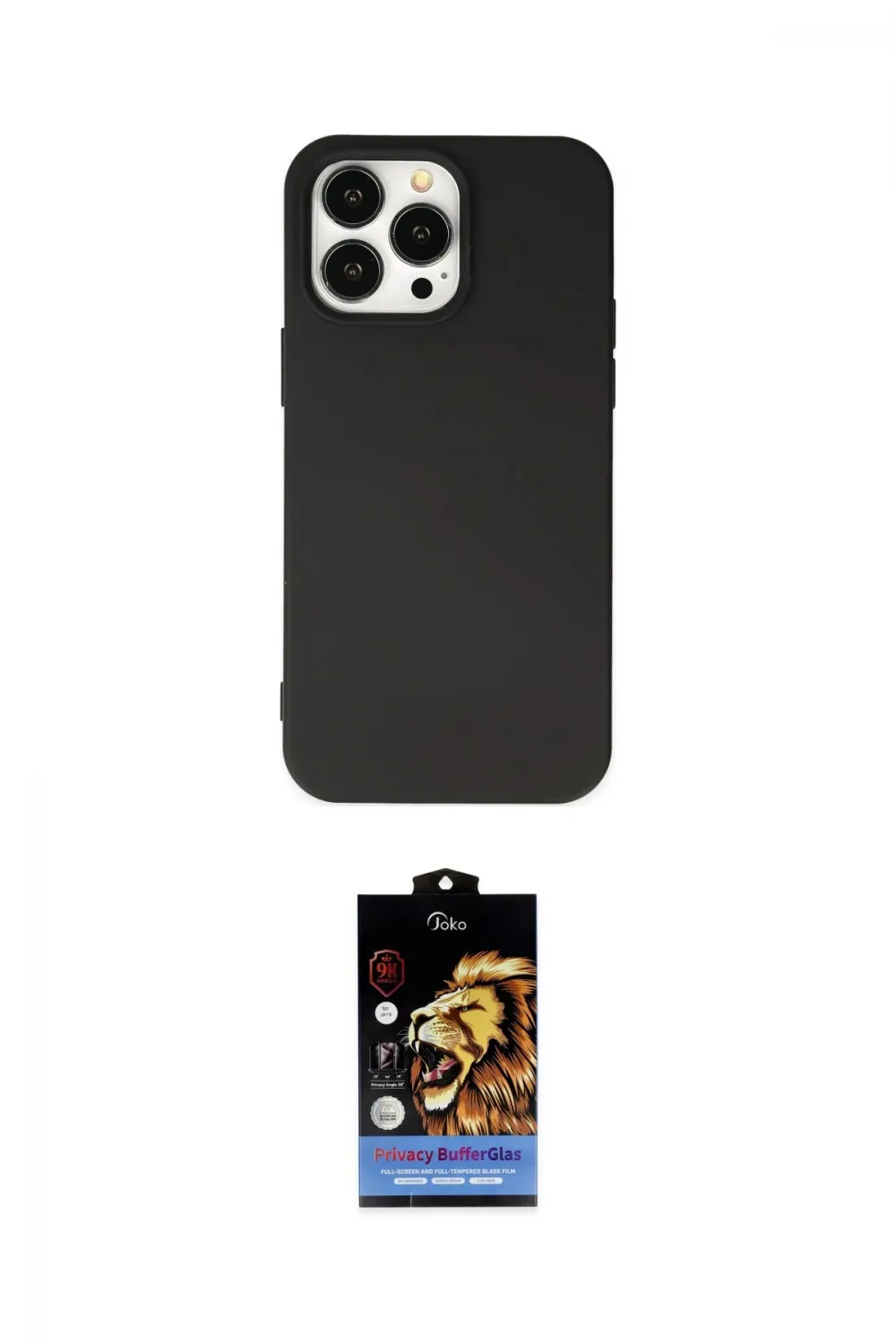 ieg™ iPhone 14 Pro Max Kılıf Ahenk Serisi - Siyah Buffer Hayalet Cam Ekran Koruyucu
