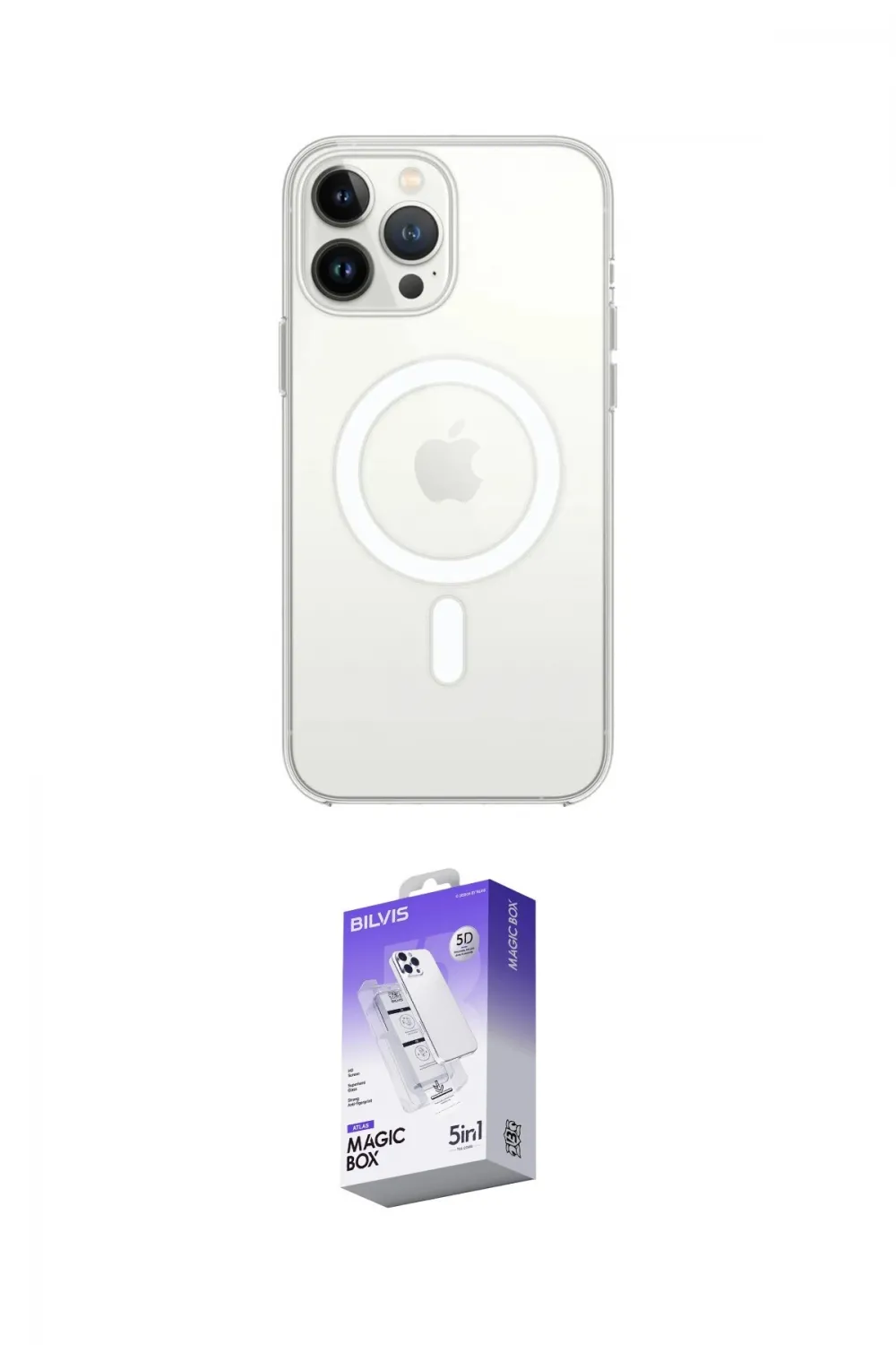ieg™ iPhone 14 Pro Max Kılıf Ahenk Yansıma Prime - Siyah Bilvis 5in1 3D Magic Cam Ekran Koruyucu