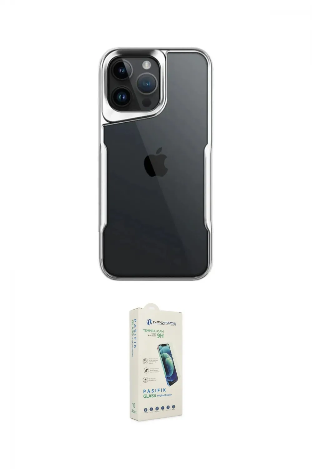 ieg™ iPhone 14 Pro Max Kılıf Akış Çizgi Koleksiyonu - Şeffaf Pasifik Cam Ekran Koruyucu