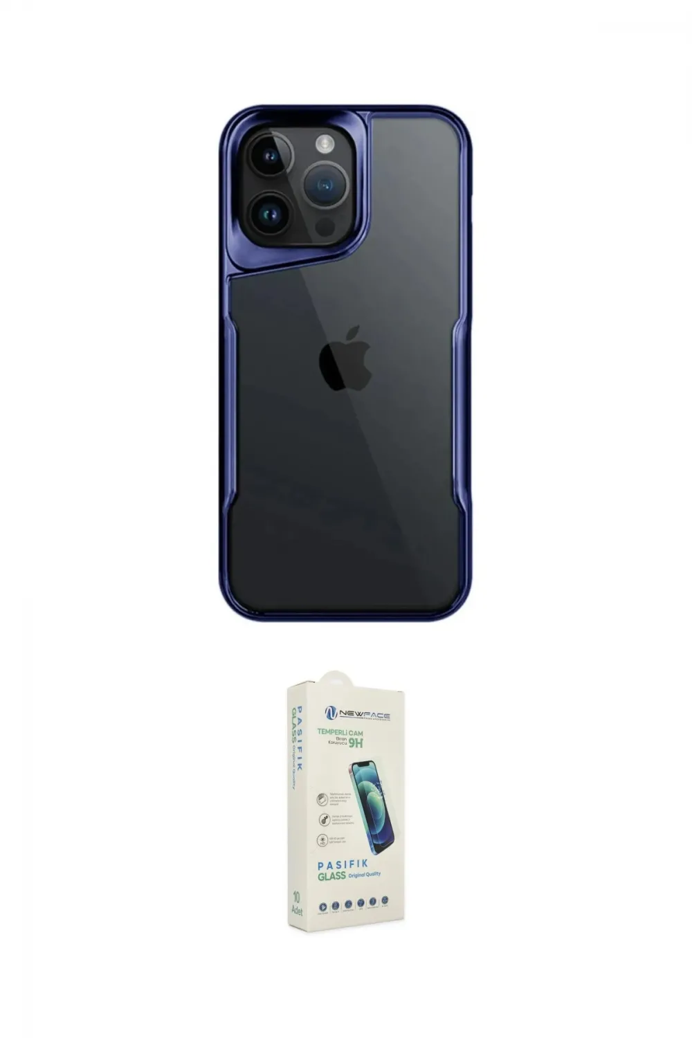 ieg™ iPhone 14 Pro Max Kılıf Akış Çizgi Koleksiyonu - Şeffaf Pasifik Cam Ekran Koruyucu