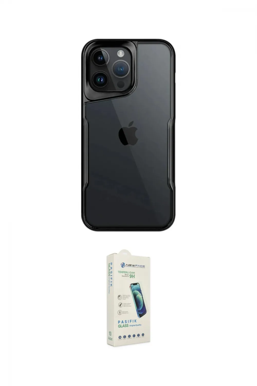 ieg™ iPhone 14 Pro Max Kılıf Akış Çizgi Koleksiyonu - Şeffaf Pasifik Cam Ekran Koruyucu