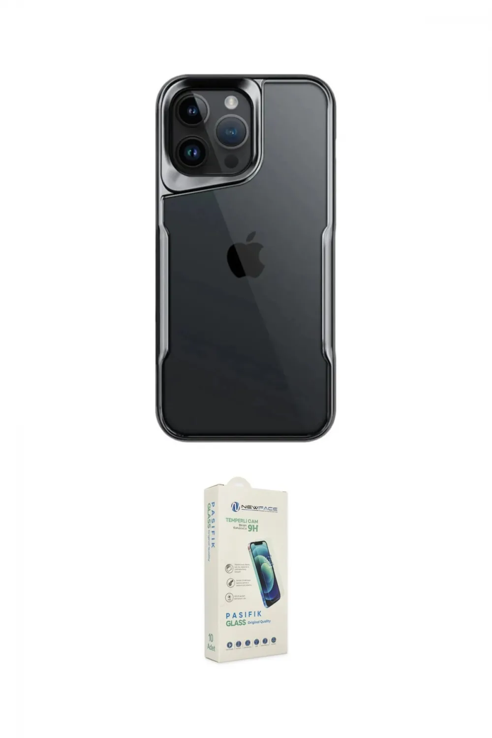 ieg™ iPhone 14 Pro Max Kılıf Akış Çizgi Koleksiyonu - Şeffaf Pasifik Cam Ekran Koruyucu