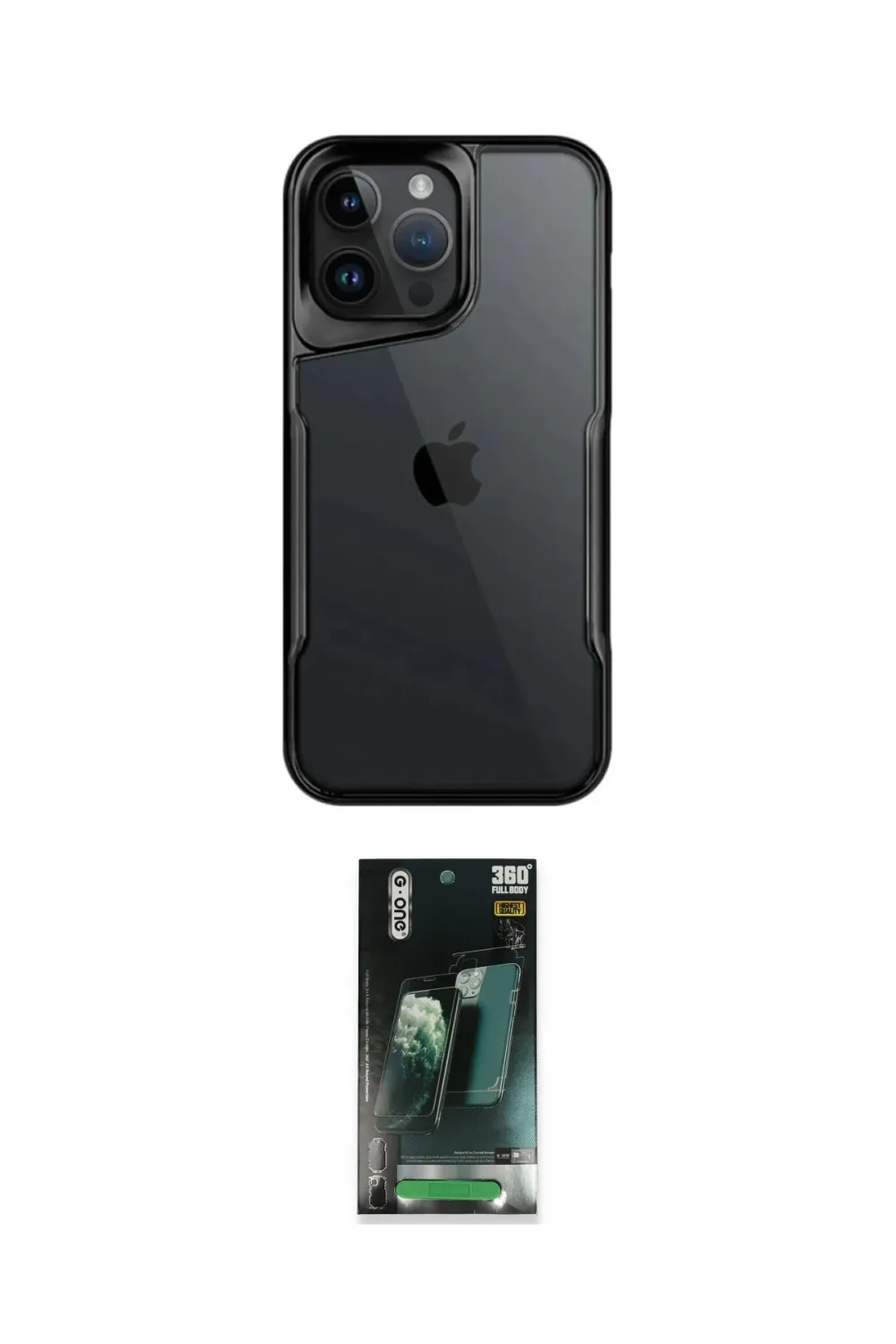 ieg™ iPhone 14 Pro Max Kılıf Akış Çizgi Koleksiyonu - Siyah 360 Mat Full Body Arka Koruyucu
