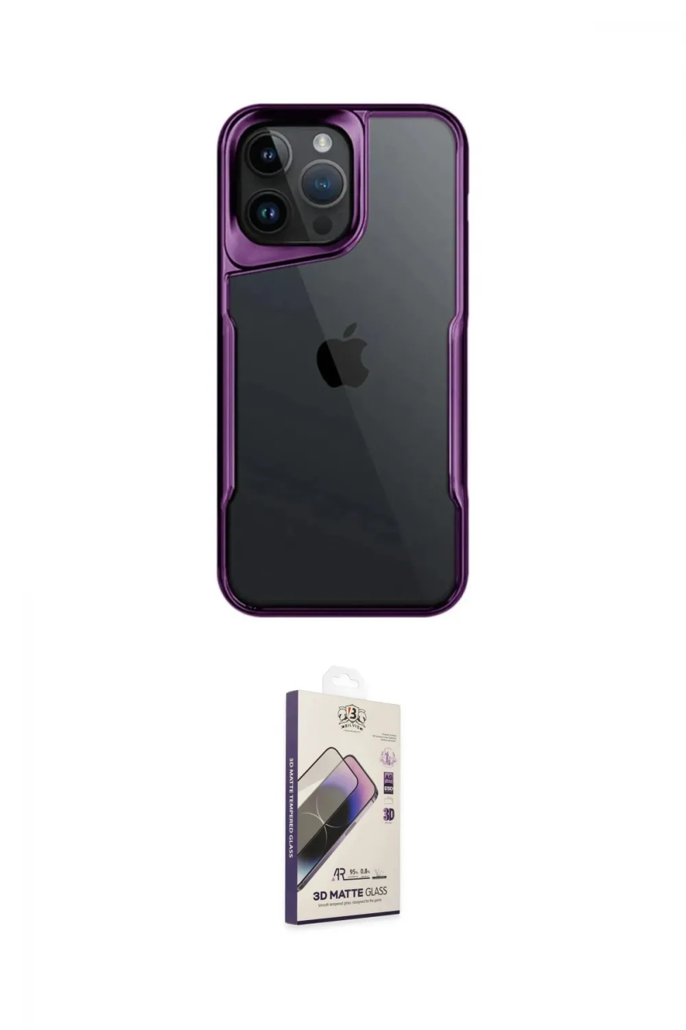 ieg™ iPhone 14 Pro Max Kılıf Akış Çizgi Koleksiyonu - Siyah Bilvis 3D Mat Cam Ekran Koruyucu