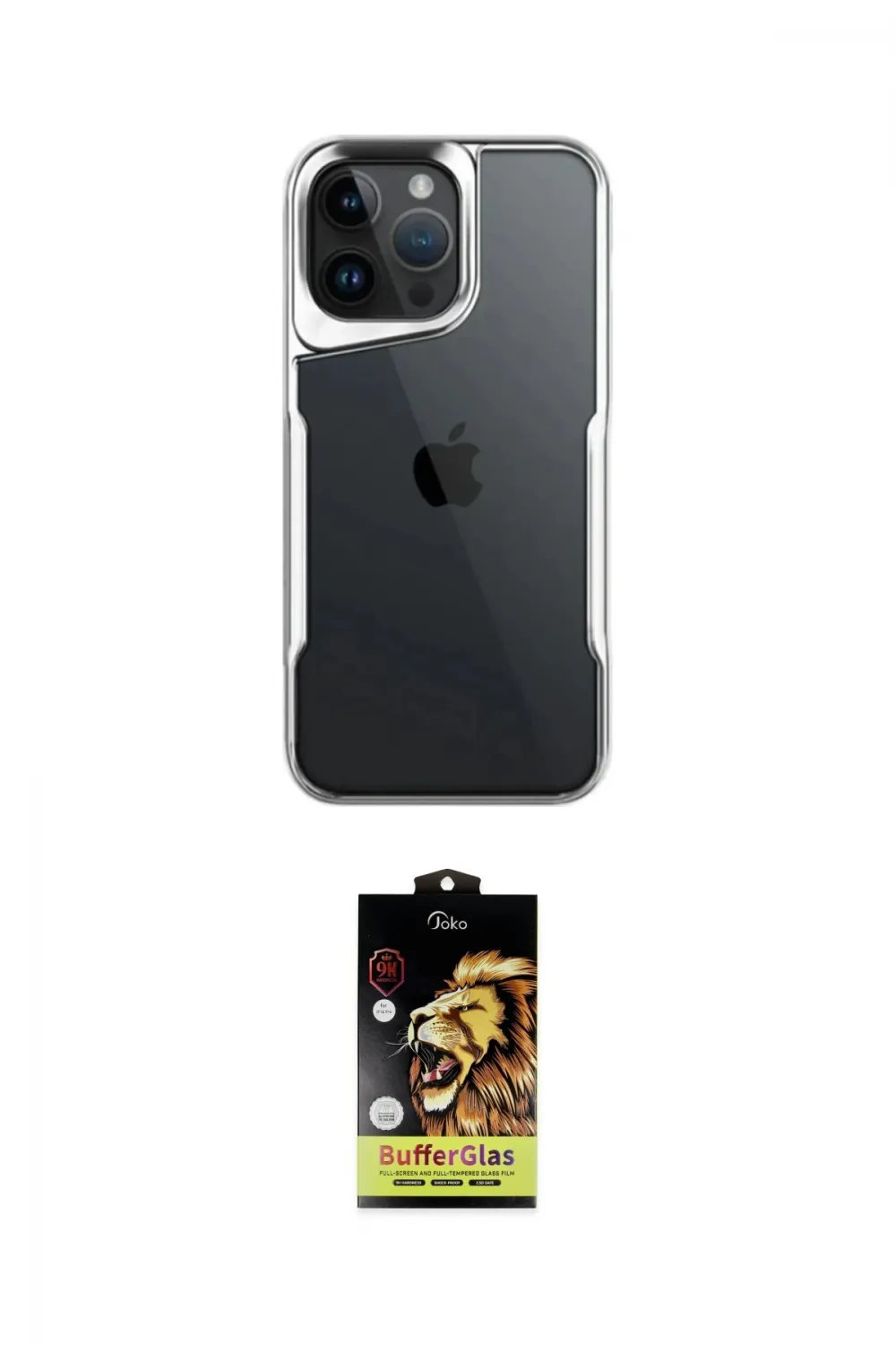 ieg™ iPhone 14 Pro Max Kılıf Akış Çizgi Koleksiyonu - Siyah Buffer Cam Ekran Koruyucu