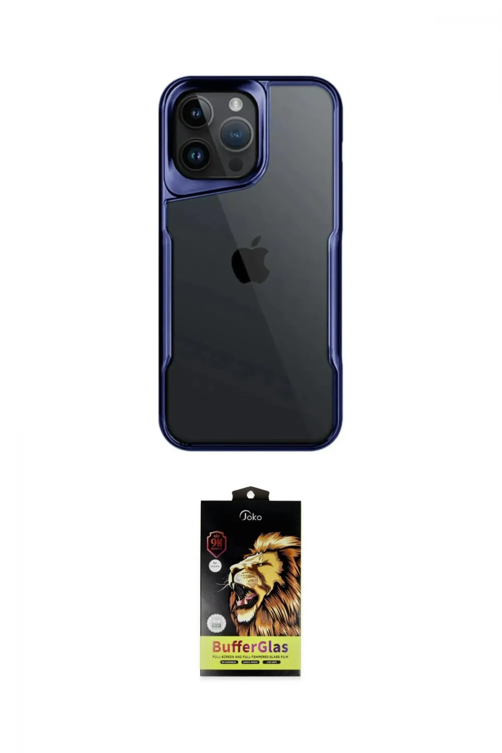 ieg™ iPhone 14 Pro Max Kılıf Akış Çizgi Koleksiyonu - Siyah Buffer Cam Ekran Koruyucu