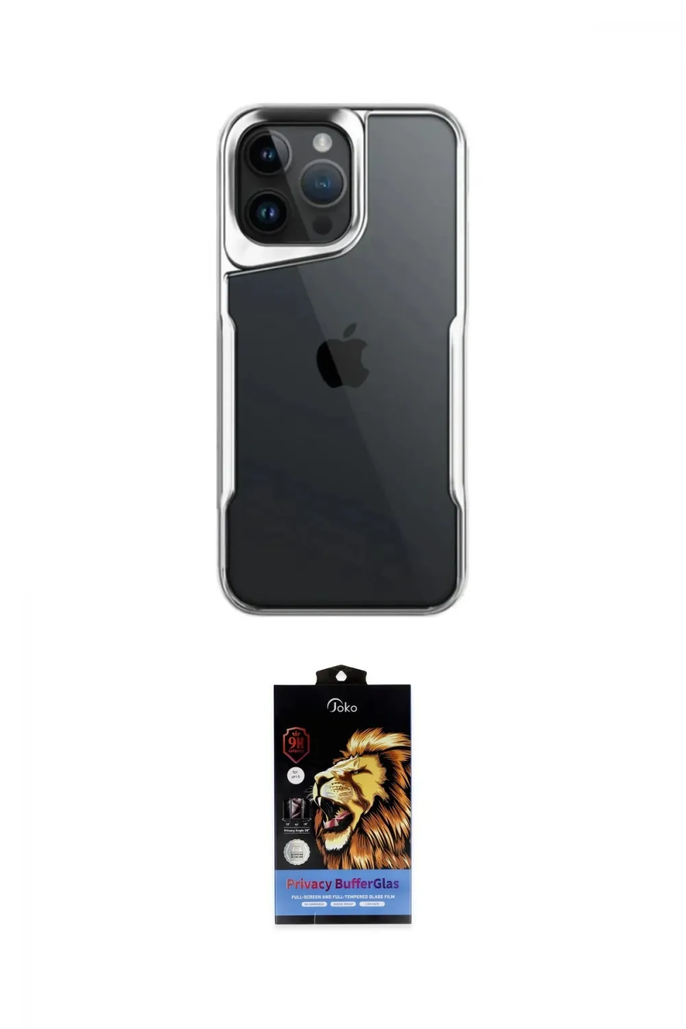 ieg™ iPhone 14 Pro Max Kılıf Akış Çizgi Koleksiyonu - Siyah Buffer Hayalet Cam Ekran Koruyucu