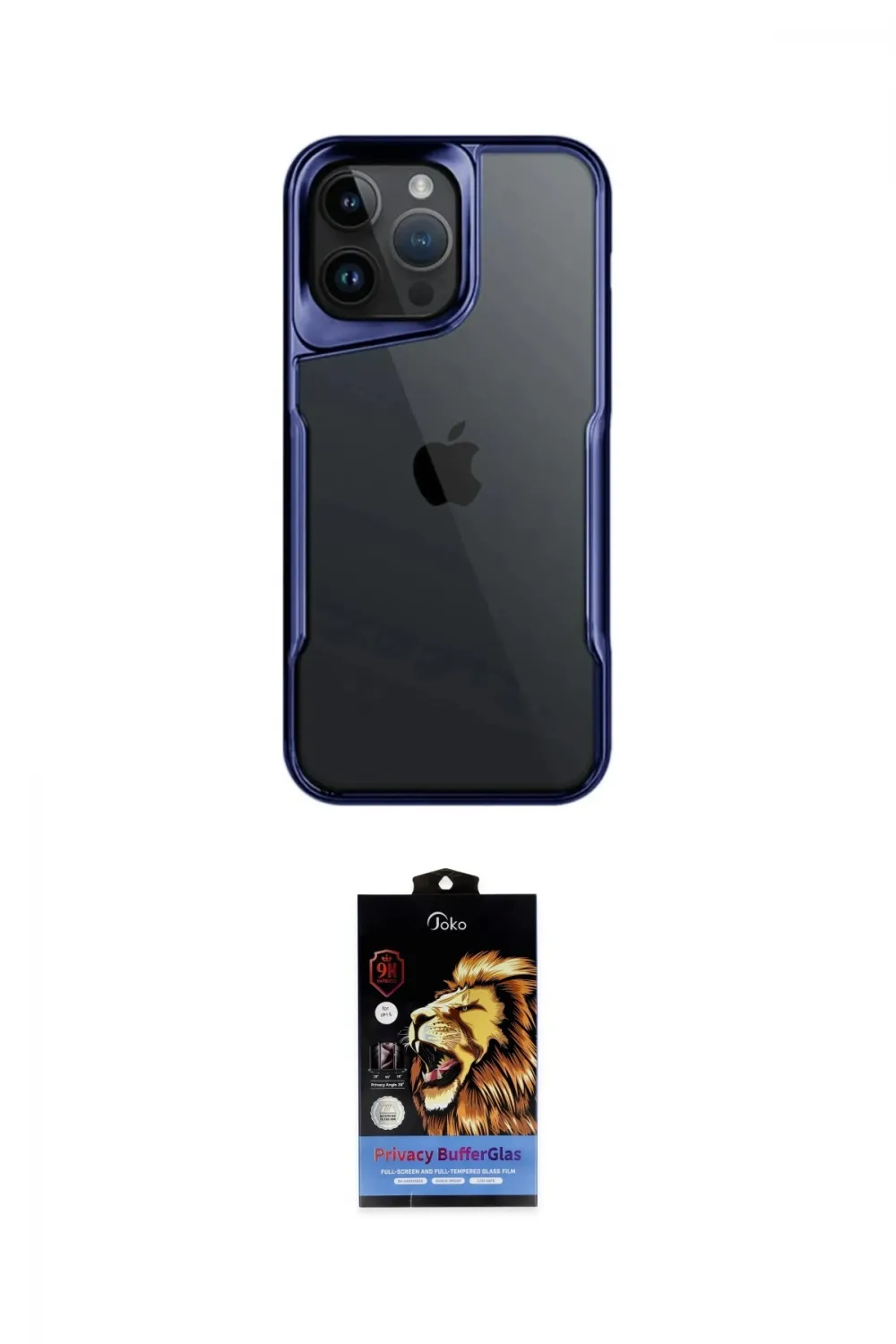 ieg™ iPhone 14 Pro Max Kılıf Akış Çizgi Koleksiyonu - Siyah Buffer Hayalet Cam Ekran Koruyucu