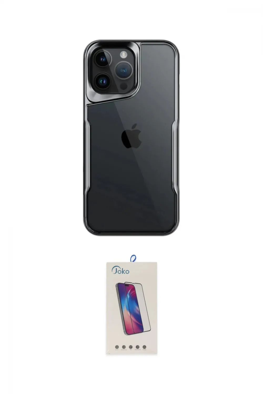 ieg™ iPhone 14 Pro Max Kılıf Akış Çizgi Koleksiyonu - Siyah Joko 5D Cam