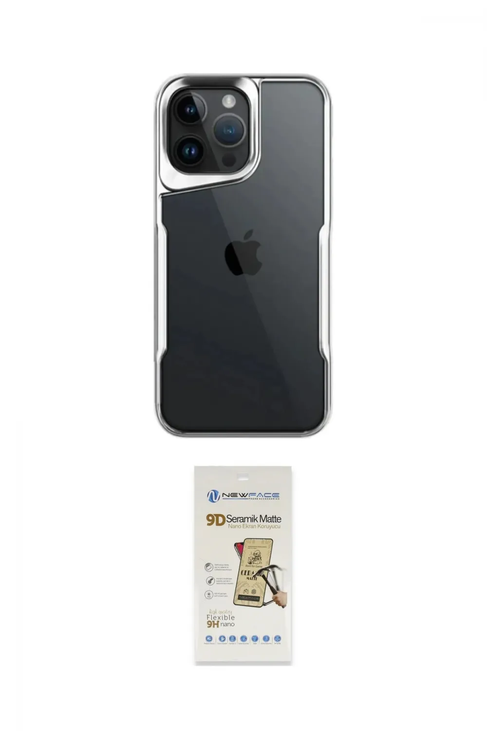 ieg™ iPhone 14 Pro Max Kılıf Akış Çizgi Koleksiyonu - Siyah Mat Seramik Nano Ekran Koruyucu