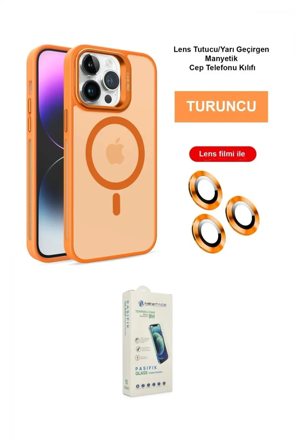 ieg™ iPhone 14 Pro Max Kılıf Akış Form - Şeffaf Pasifik Cam Ekran Koruyucu