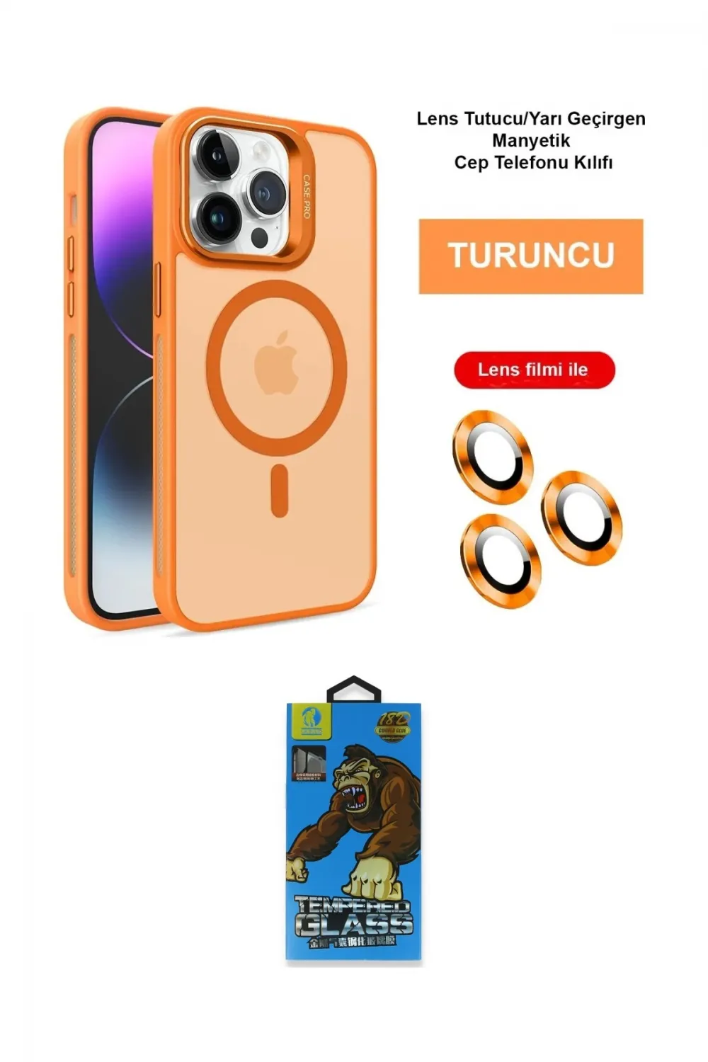 ieg™ iPhone 14 Pro Max Kılıf Akış Form - Siyah 18D Cam Ekran Koruyucu