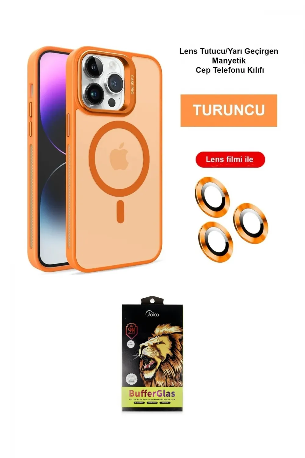 ieg™ iPhone 14 Pro Max Kılıf Akış Form - Siyah Buffer Cam Ekran Koruyucu