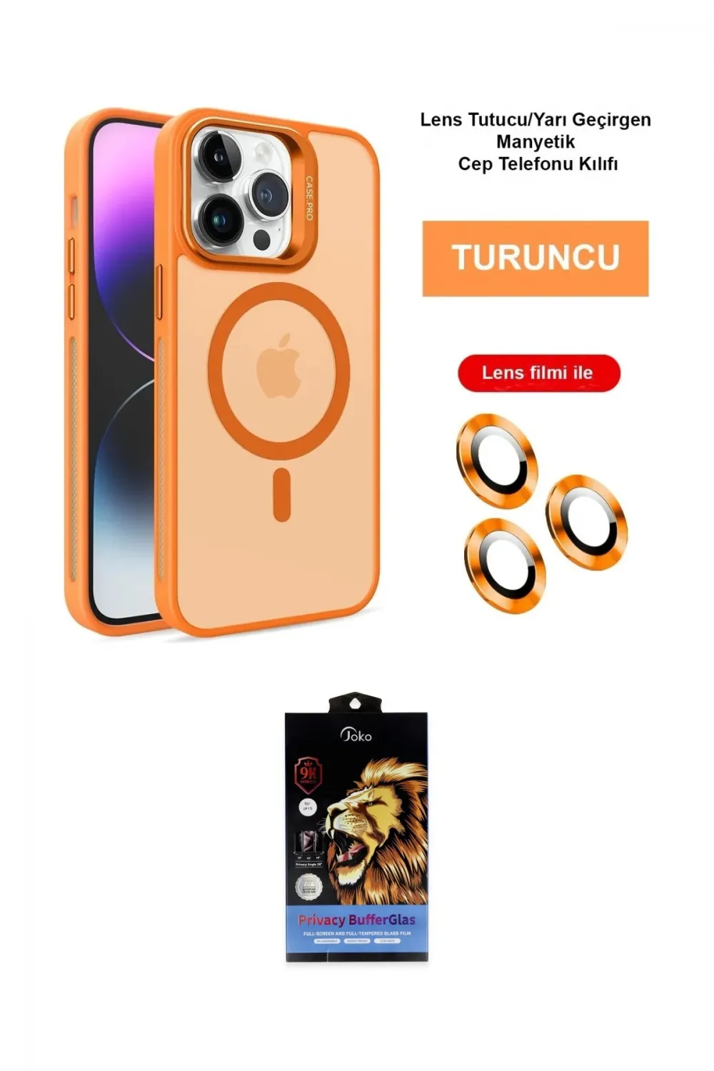ieg™ iPhone 14 Pro Max Kılıf Akış Form - Siyah Buffer Hayalet Cam Ekran Koruyucu