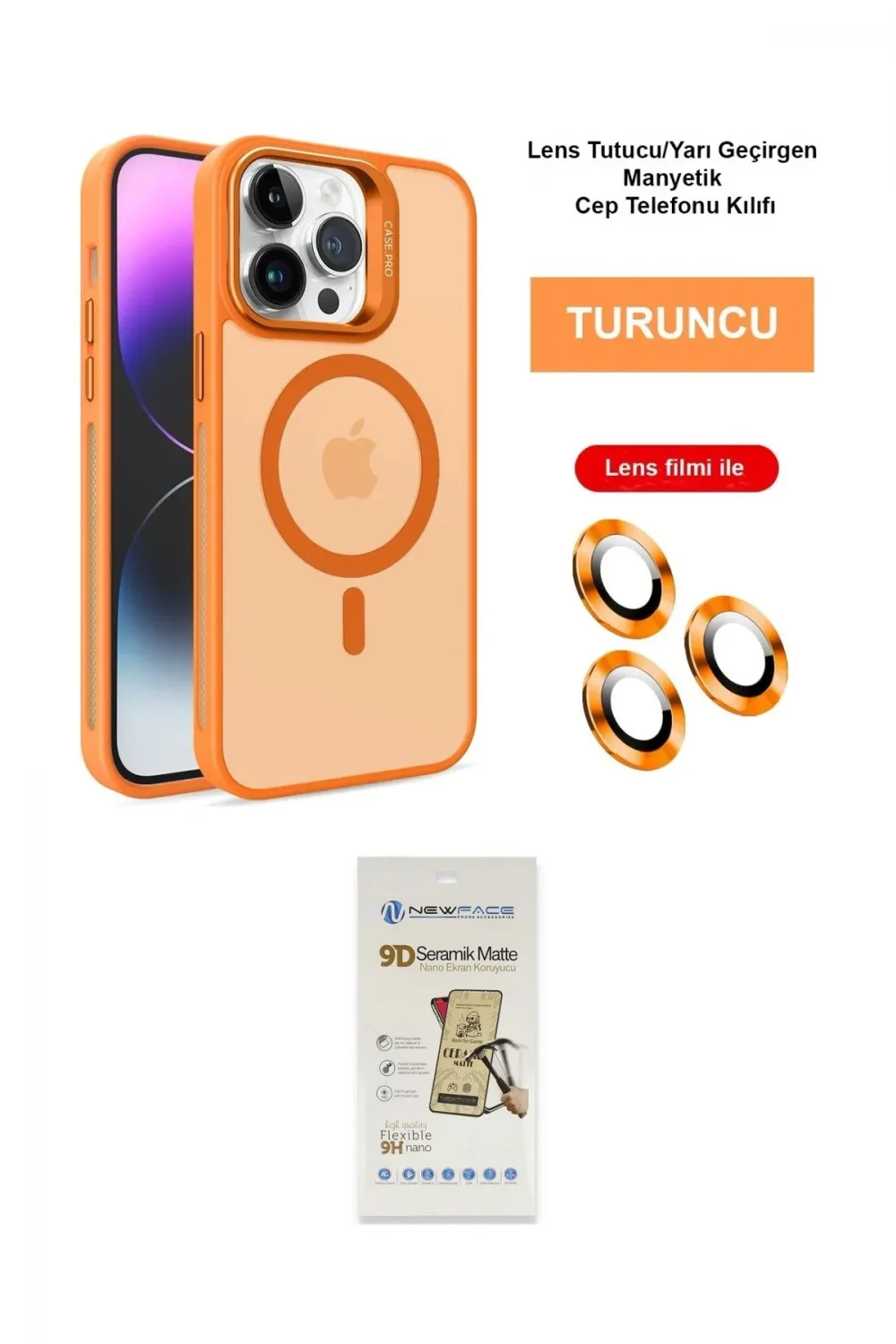 ieg™ iPhone 14 Pro Max Kılıf Akış Form - Siyah Mat Seramik Nano Ekran Koruyucu