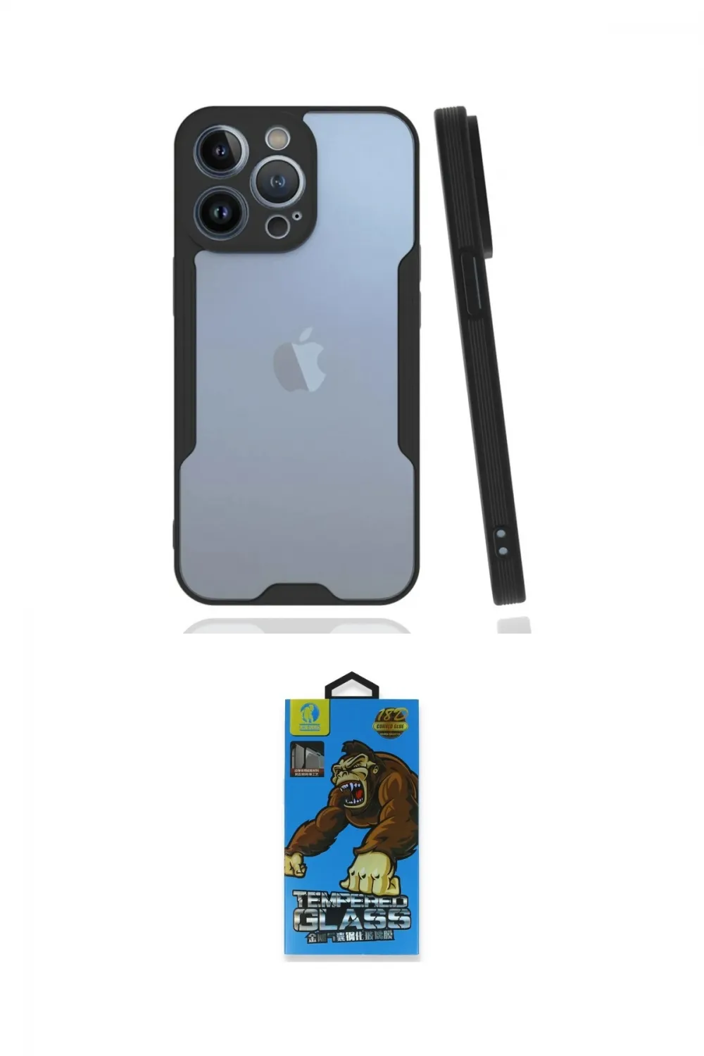 ieg™ iPhone 14 Pro Max Kılıf Atlas Asil Serisi - Siyah 18D Cam Ekran Koruyucu