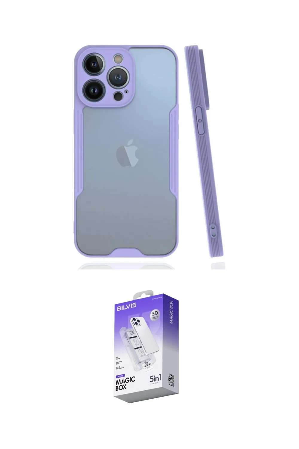 ieg™ iPhone 14 Pro Max Kılıf Atlas Asil Serisi - Siyah Bilvis 5in1 3D Magic Cam Ekran Koruyucu