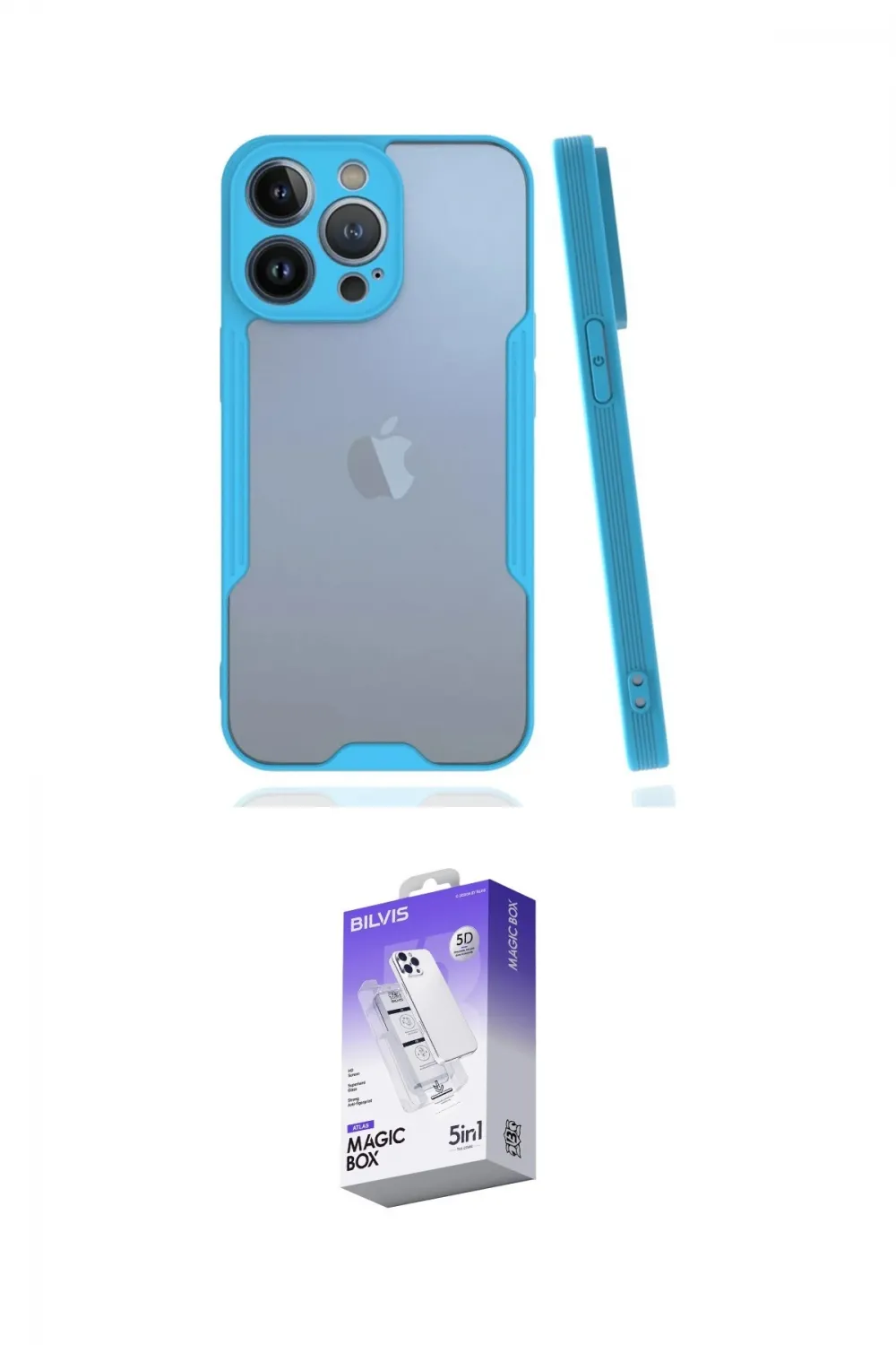 ieg™ iPhone 14 Pro Max Kılıf Atlas Asil Serisi - Siyah Bilvis 5in1 3D Magic Cam Ekran Koruyucu