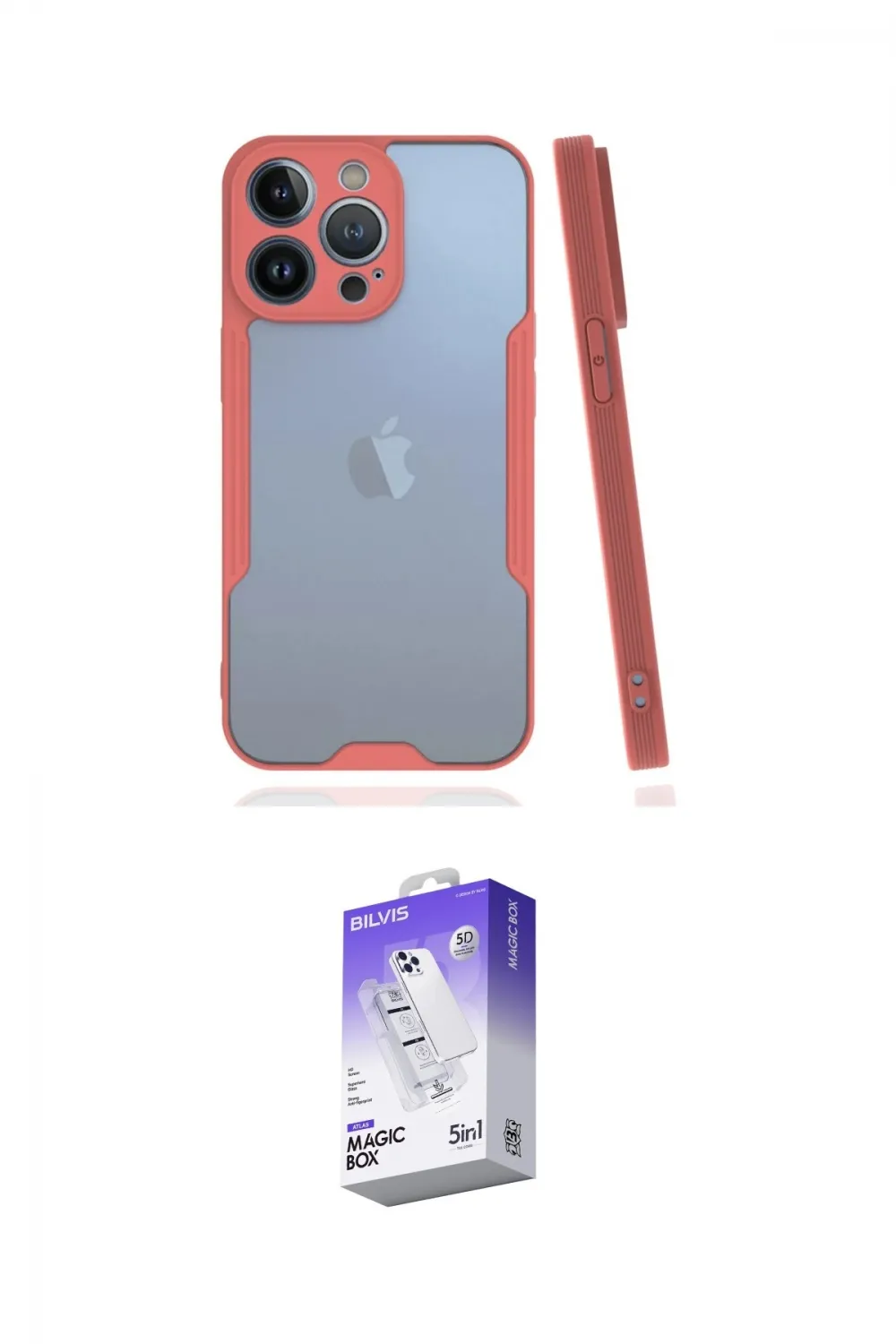 ieg™ iPhone 14 Pro Max Kılıf Atlas Asil Serisi - Siyah Bilvis 5in1 3D Magic Cam Ekran Koruyucu