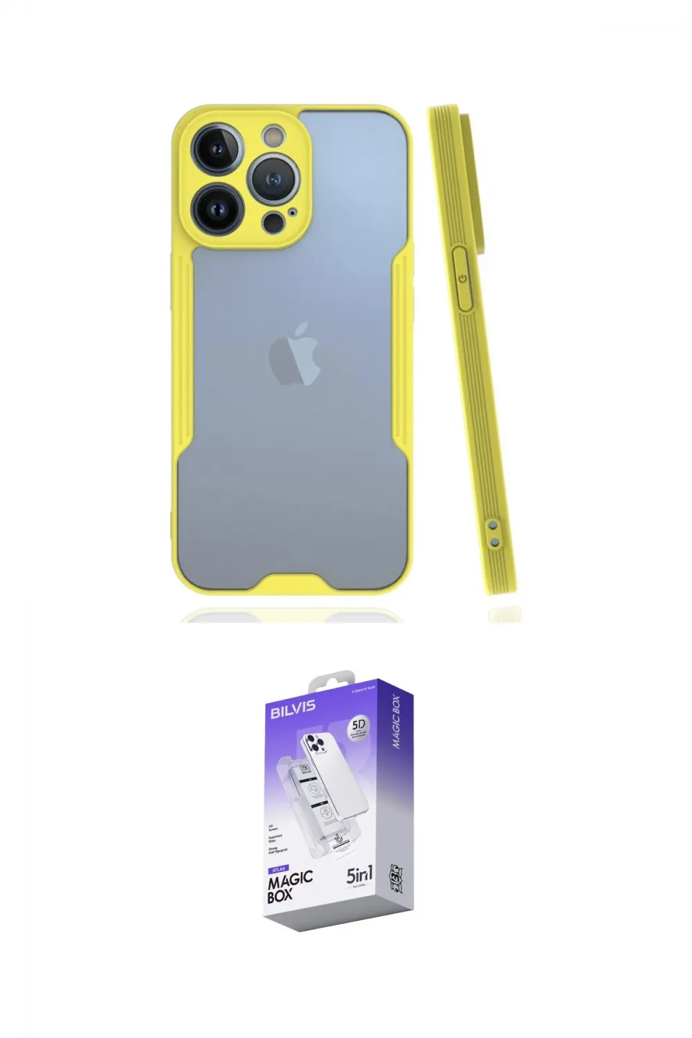 ieg™ iPhone 14 Pro Max Kılıf Atlas Asil Serisi - Siyah Bilvis 5in1 3D Magic Cam Ekran Koruyucu