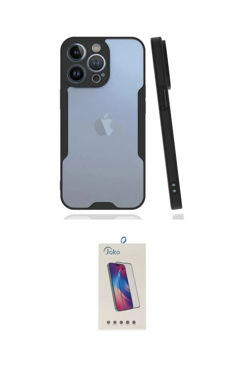 ieg™ iPhone 14 Pro Max Kılıf Atlas Asil Serisi - Siyah Joko 5D Cam