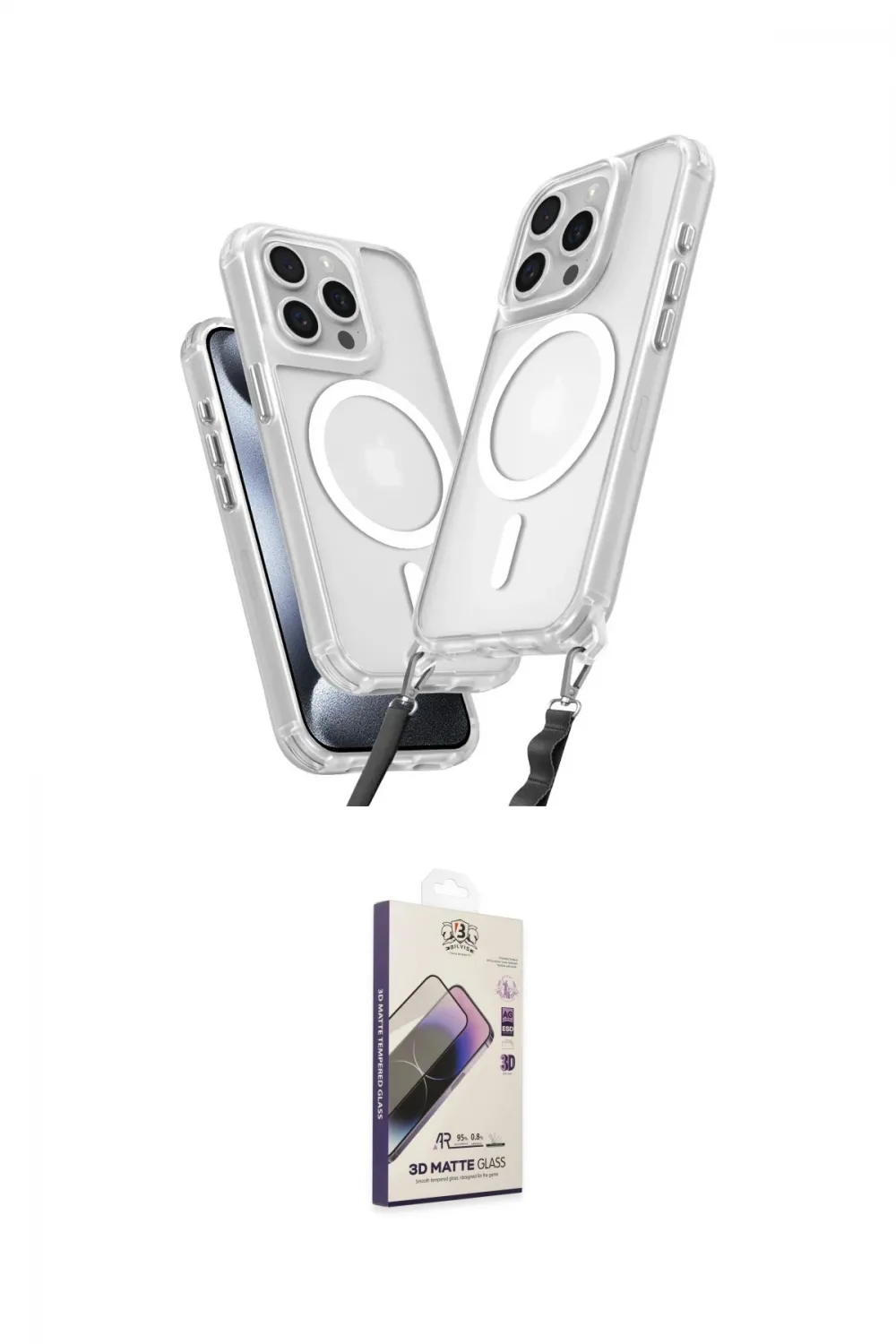 ieg™ iPhone 14 Pro Max Kılıf Atlas Doku Koleksiyonu - Siyah Bilvis 3D Mat Cam Ekran Koruyucu