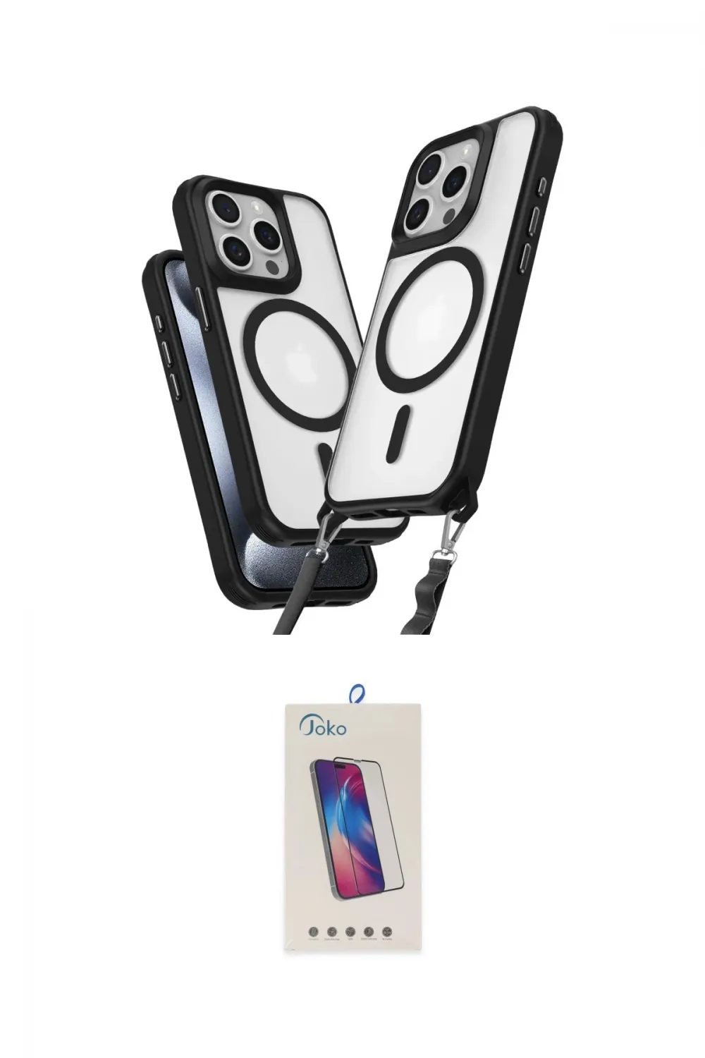 ieg™ iPhone 14 Pro Max Kılıf Atlas Doku Koleksiyonu - Siyah Joko 5D Cam