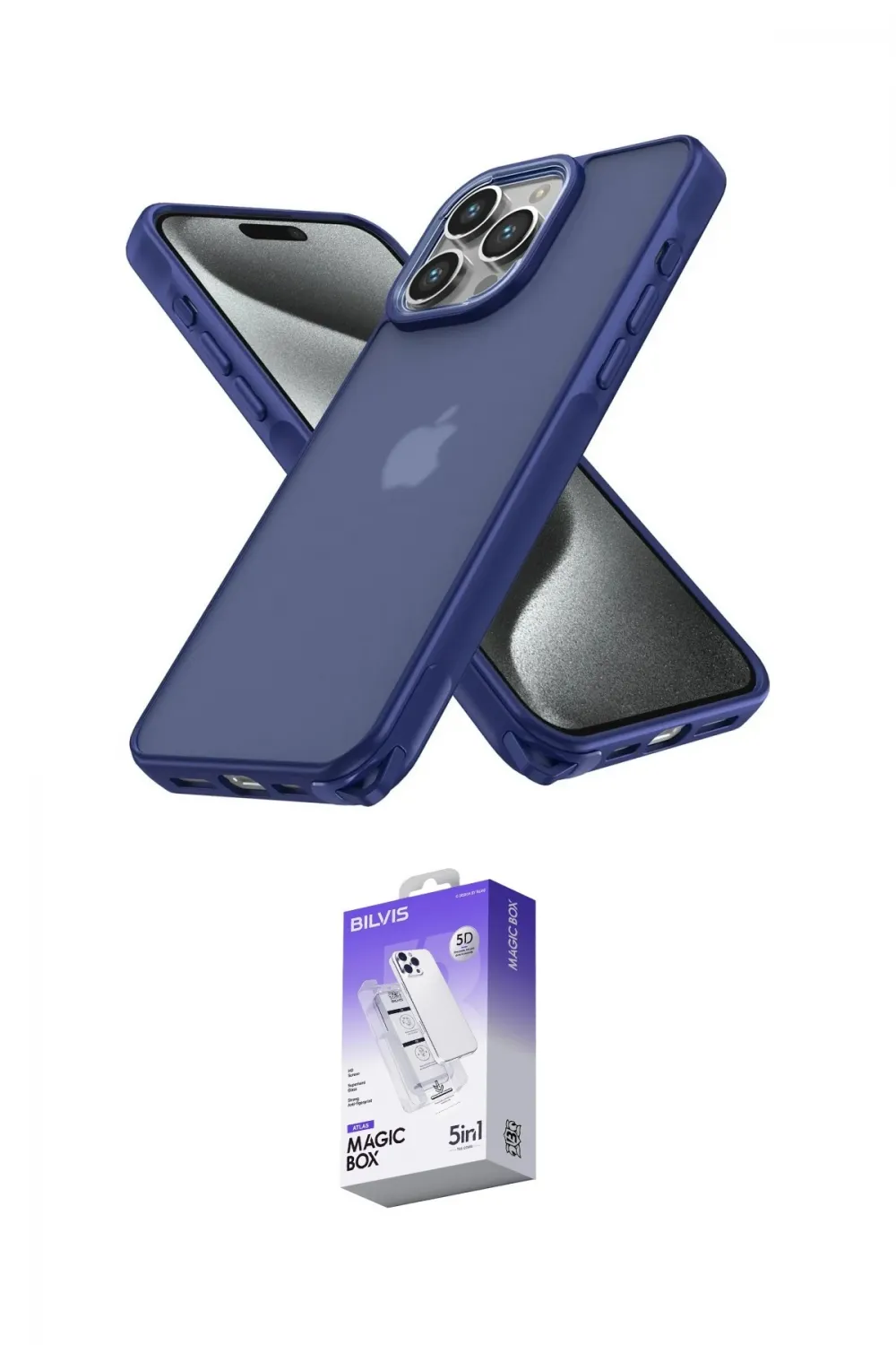 ieg™ iPhone 14 Pro Max Kılıf Atlas Form - Siyah Bilvis 5in1 3D Magic Cam Ekran Koruyucu