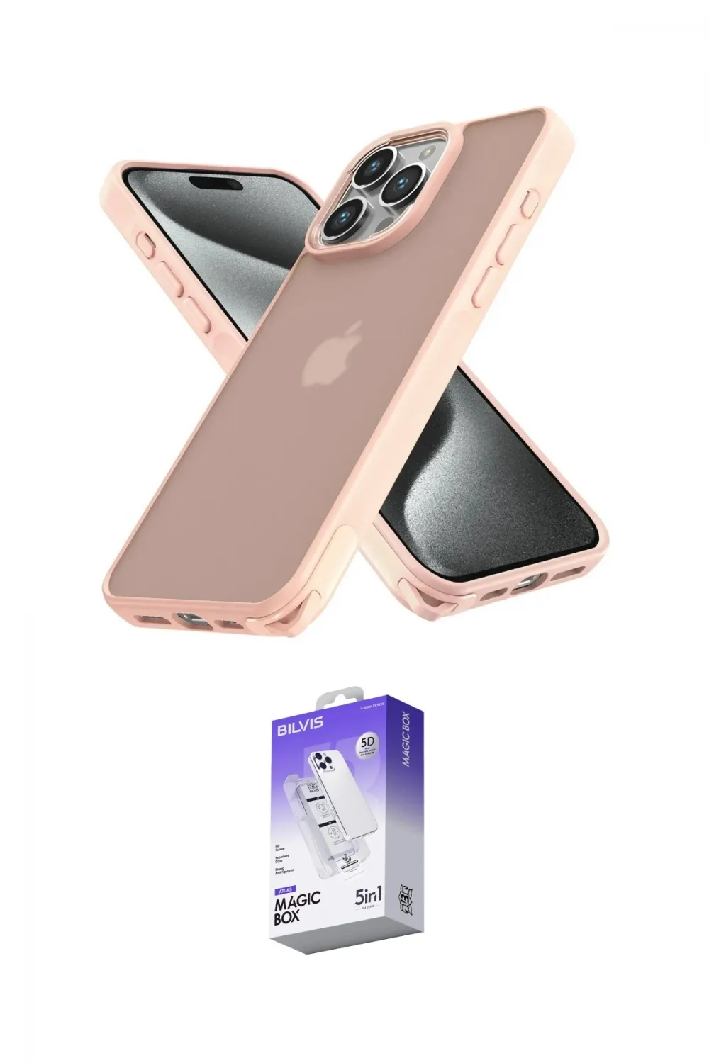 ieg™ iPhone 14 Pro Max Kılıf Atlas Form - Siyah Bilvis 5in1 3D Magic Cam Ekran Koruyucu