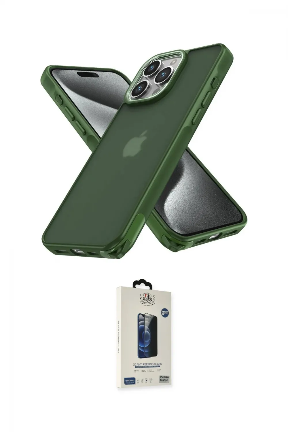 ieg™ iPhone 14 Pro Max Kılıf Atlas Form - Siyah Bilvis Hayalet Cam Ekran Koruyucu