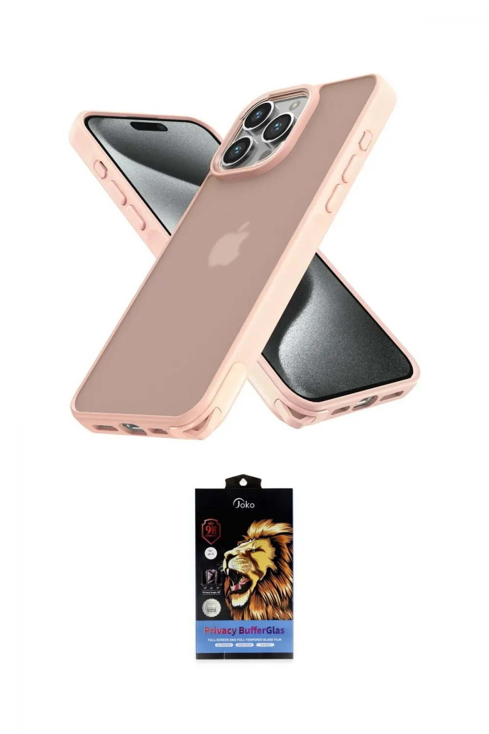 ieg™ iPhone 14 Pro Max Kılıf Atlas Form - Siyah Buffer Hayalet Cam Ekran Koruyucu