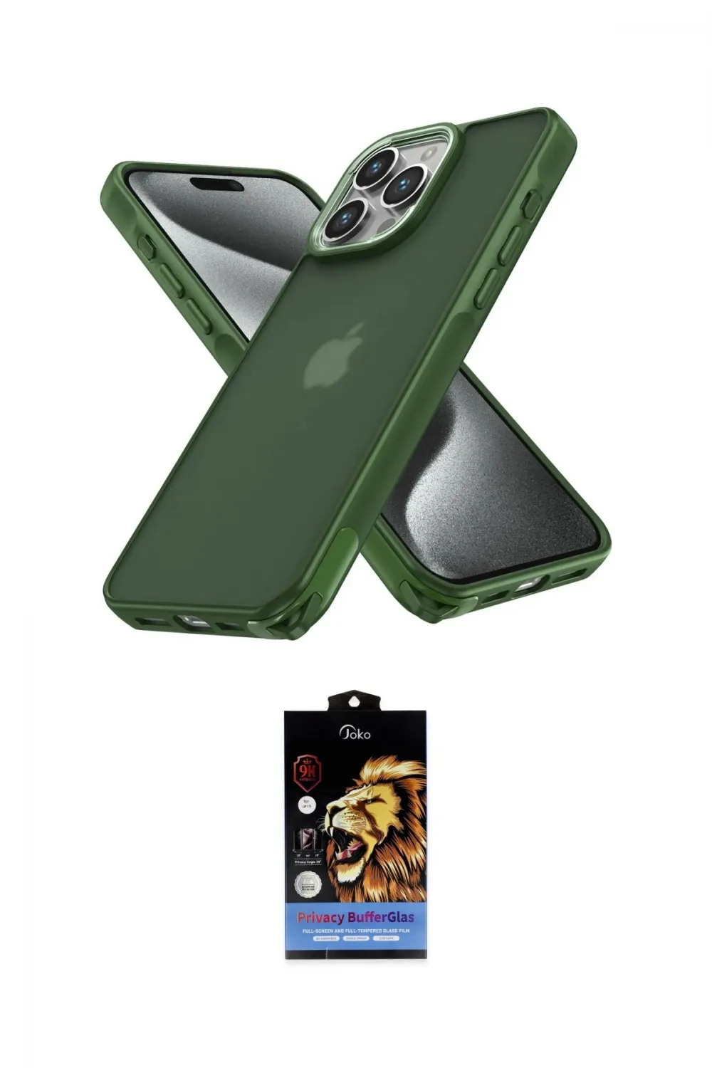 ieg™ iPhone 14 Pro Max Kılıf Atlas Form - Siyah Buffer Hayalet Cam Ekran Koruyucu