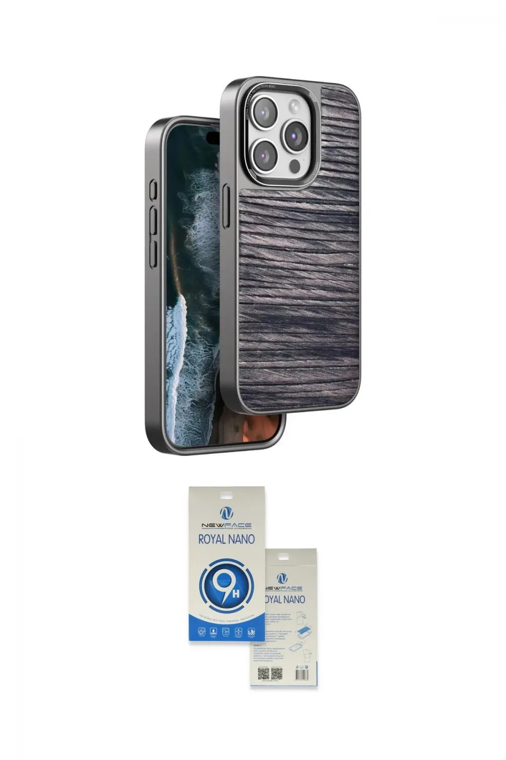 ieg™ iPhone 14 Pro Max Kılıf Atlas Minimal Özel Seri - Şeffaf Royal Nano Ekran Koruyucu