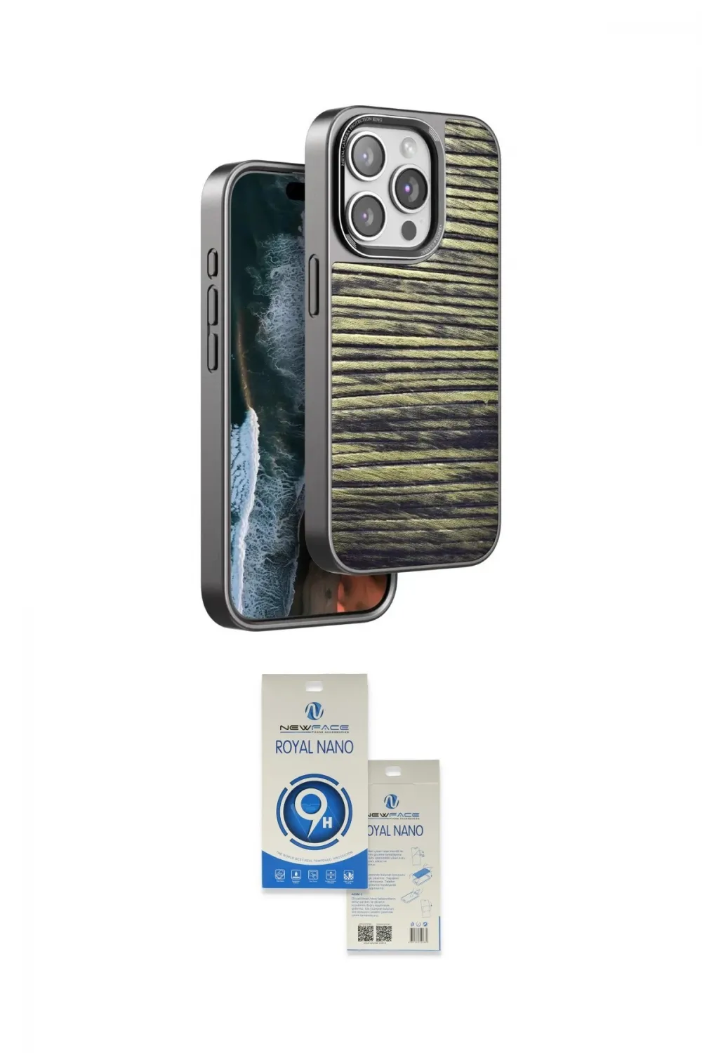 ieg™ iPhone 14 Pro Max Kılıf Atlas Minimal Özel Seri - Şeffaf Royal Nano Ekran Koruyucu