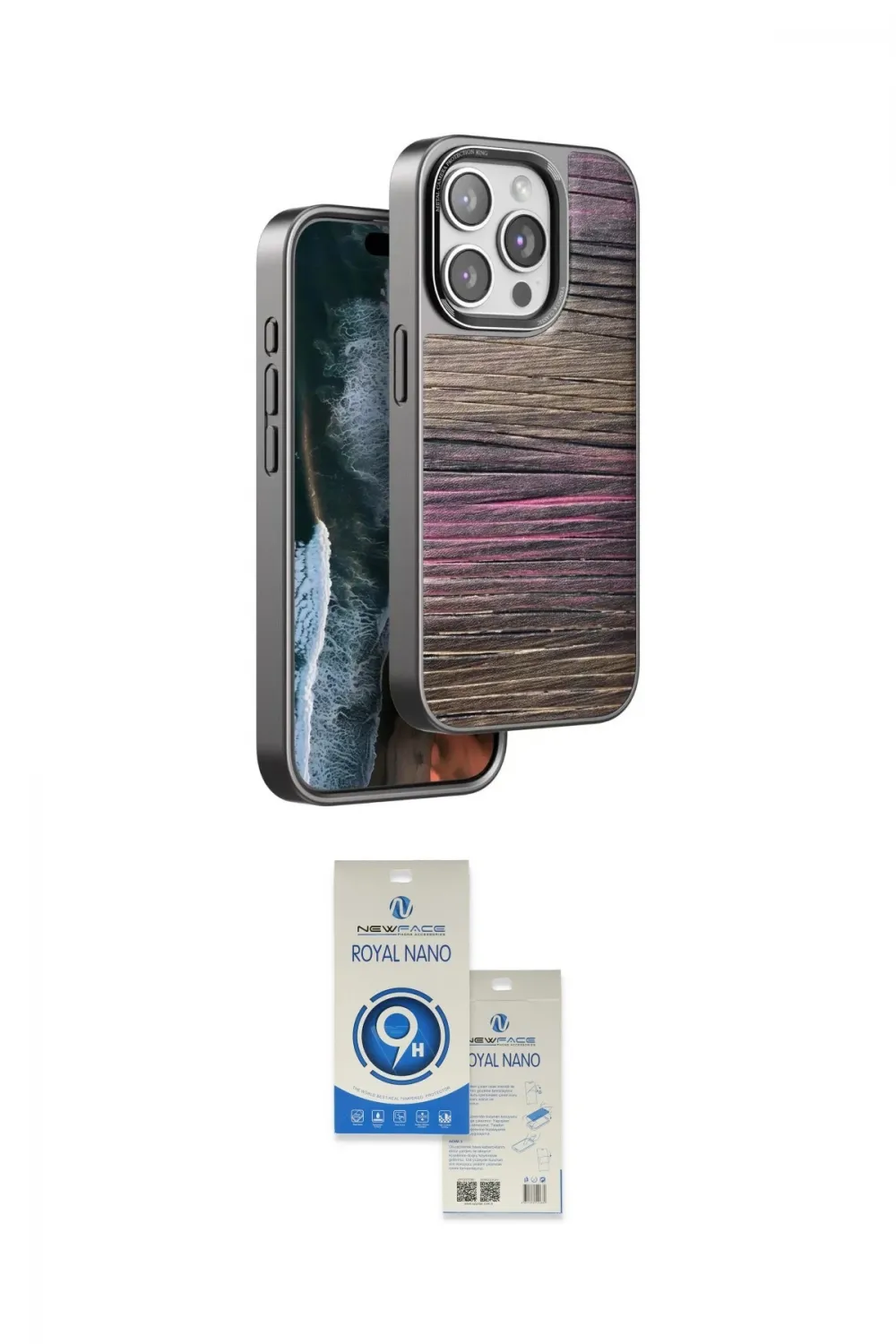 ieg™ iPhone 14 Pro Max Kılıf Atlas Minimal Özel Seri - Şeffaf Royal Nano Ekran Koruyucu