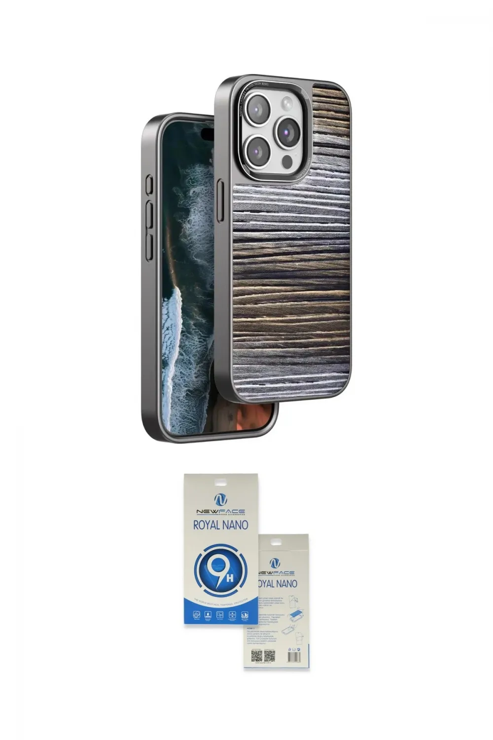 ieg™ iPhone 14 Pro Max Kılıf Atlas Minimal Özel Seri - Şeffaf Royal Nano Ekran Koruyucu
