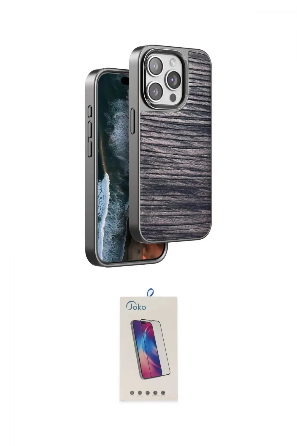 ieg™ iPhone 14 Pro Max Kılıf Atlas Minimal Özel Seri - Siyah Joko 5D Cam
