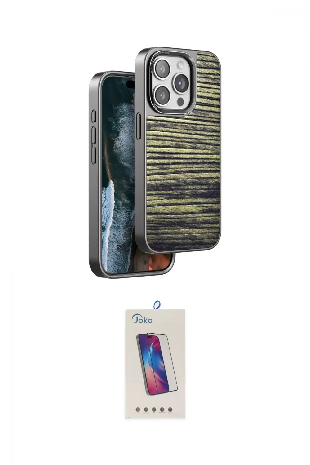 ieg™ iPhone 14 Pro Max Kılıf Atlas Minimal Özel Seri - Siyah Joko 5D Cam